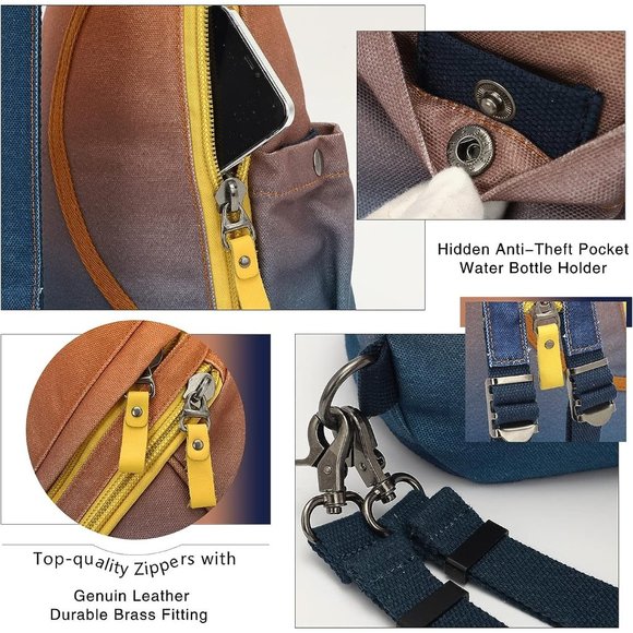 Women Small Casual Canvas Sling Crossbody Shoulder Backpack